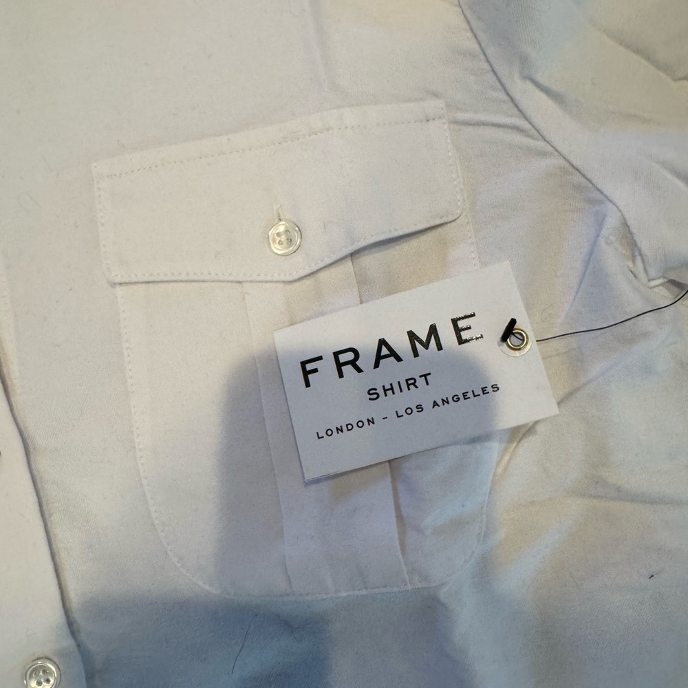 Frame Denim Men's Classic White Button-Down Shirt - Picture 3 of 3